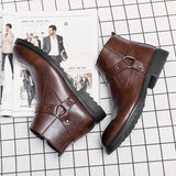 Zipper Pointed British Style High-top Large Size Leather Boots