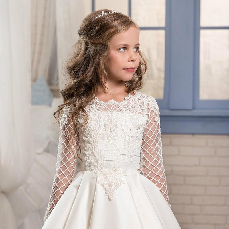 Champagne Long-Sleeve Girl Dress