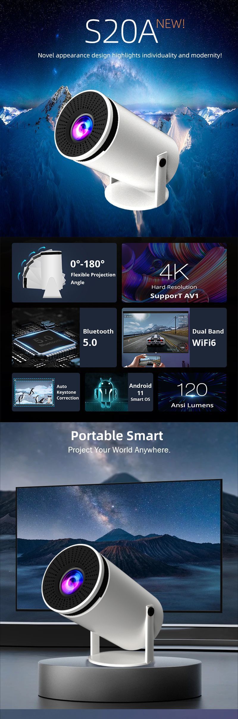 Smart HD Home Projector