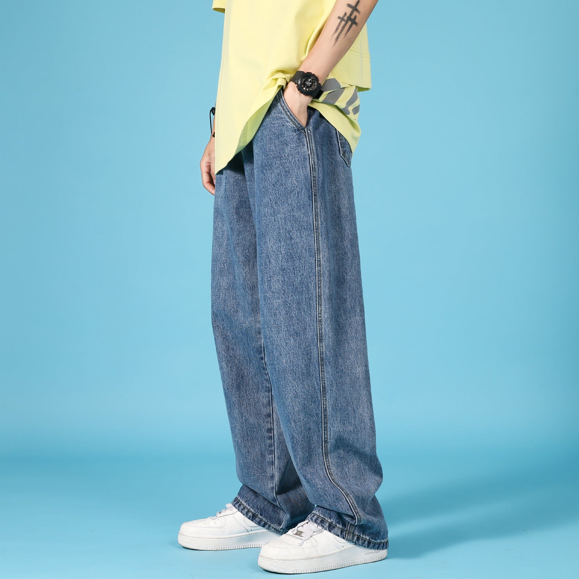 Men's Hip-Hop Loose Cargo Denim Pants