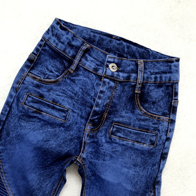 Crinkled Stretch Slim Fit Kids Pants