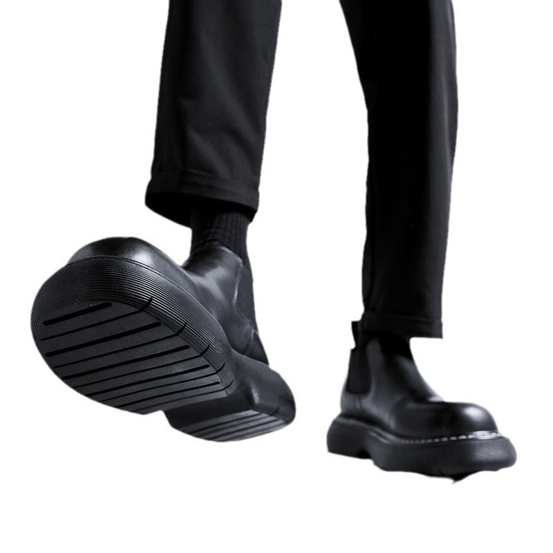 Black Round-Toe Thick-Sole Martin Boots