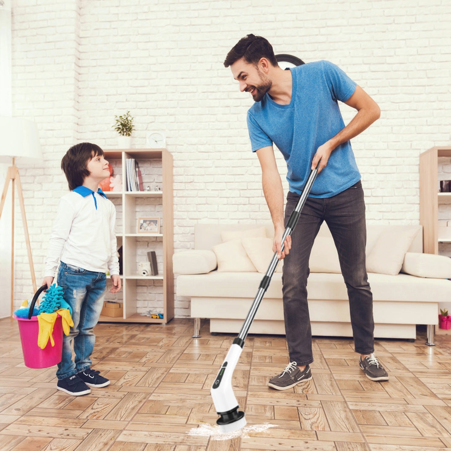 Cordless Electric Telescopic Spin Scrubber