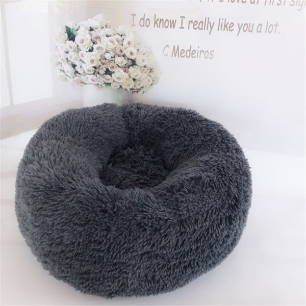 Round Long-Plush Pet Cushion Bed