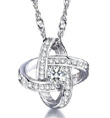 Sterling Silver Heart Zircon Pendant Necklace