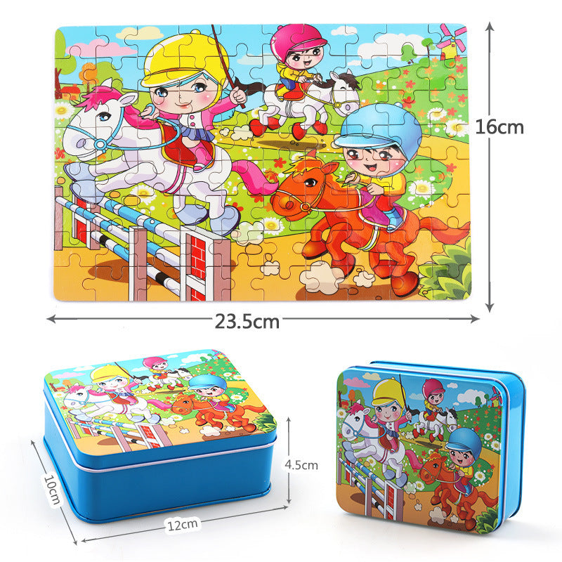 80pc Wooden Animal Puzzle Toy Set
