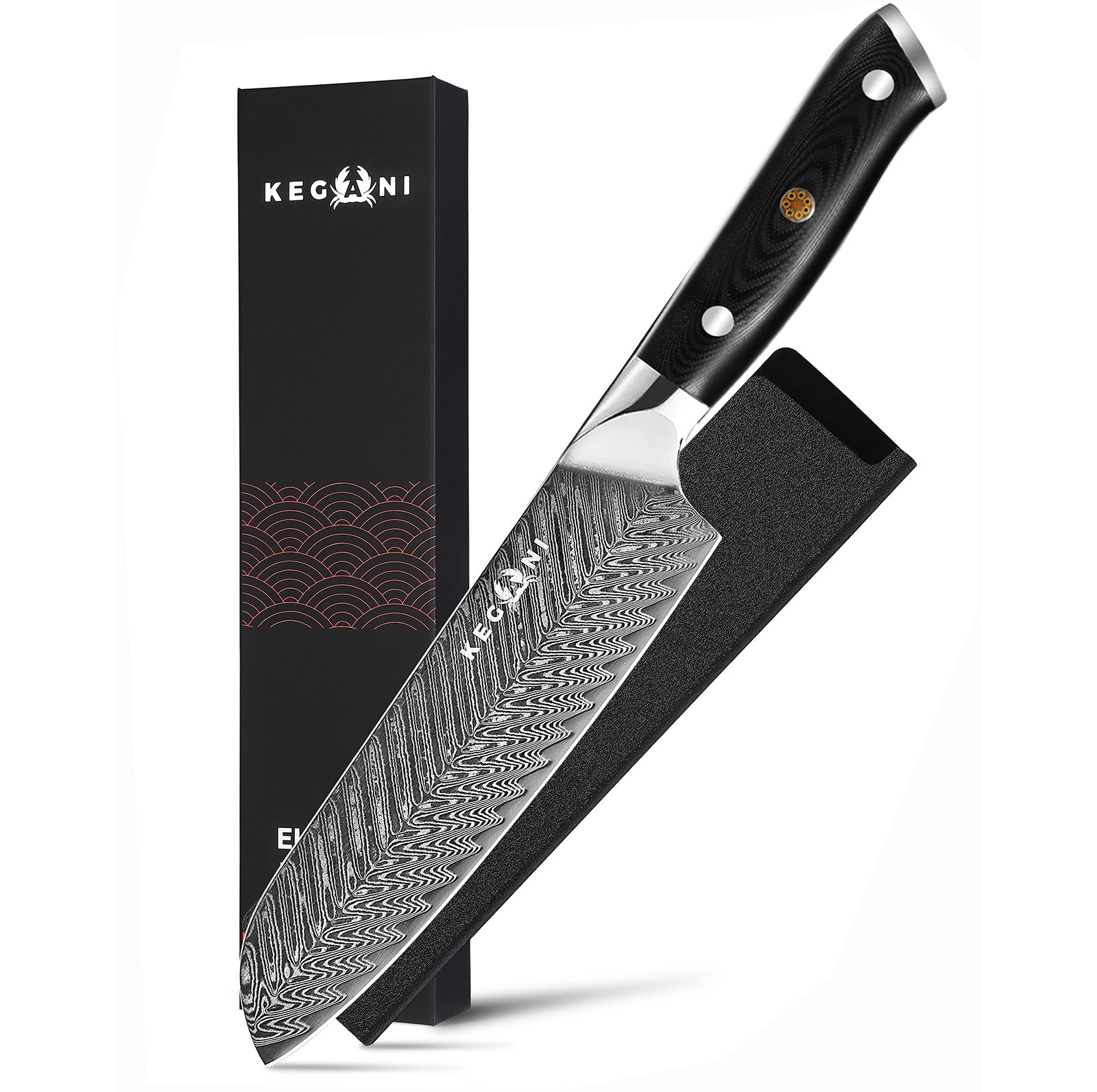 Damascus Steel Santoku Knife with Sheath