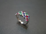 Colorful Horse Eye Zircon Three Rows Inlaid Personality Trendy Ladies Index Finger Ring
