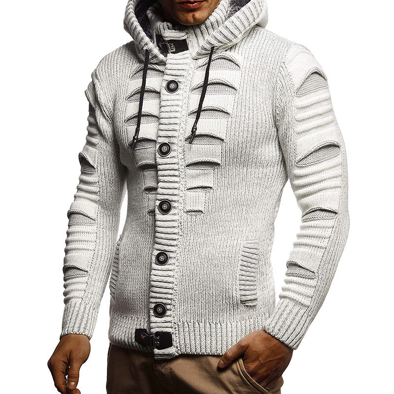 Men's Hooded Knit Cardigan