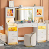 1pc Extra Large Vanity Desk with Mirror - Elegant Makeup Dressing table, Spacious Countertop, Easy Assembly, for Bedroom, Bathroom, Home Salon - Women & Girls Beauty Station Organizer, Makeup Vanity Desk, Teenage Girl Room De