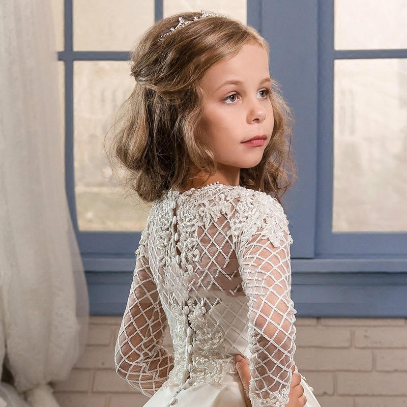 Champagne Long-Sleeve Girl Dress