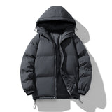 Men's Hoodie Coat Winter Fashion Solid ZIp-up Thickened Cotton-padded Jacket Casual Warm Outwear Top Clothing