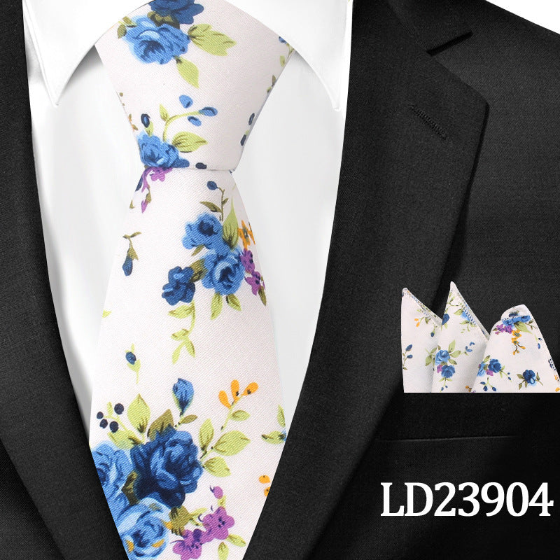Floral Print 6cm Tie & Pocket Square Set