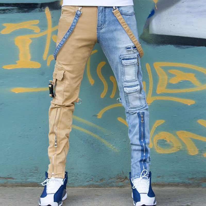 Men's Color-Block Slim Straight-Leg Jeans