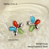 Colorful Opal Flowers Stainless Steel Studs