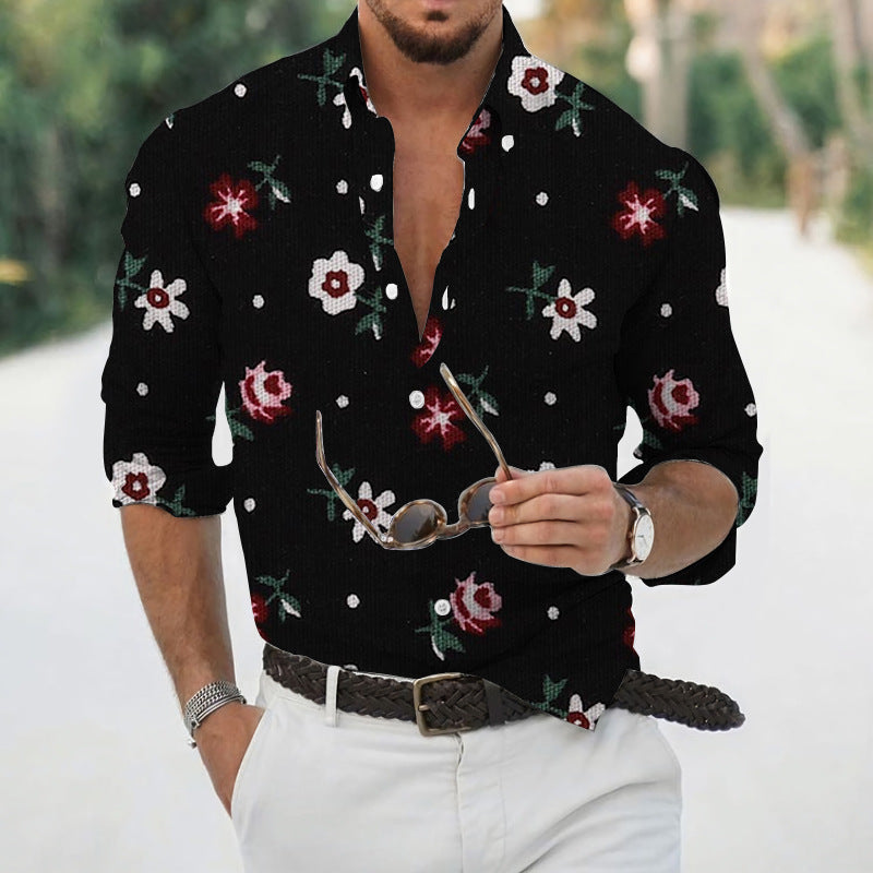 Men's Loose Floral Beach Shirt