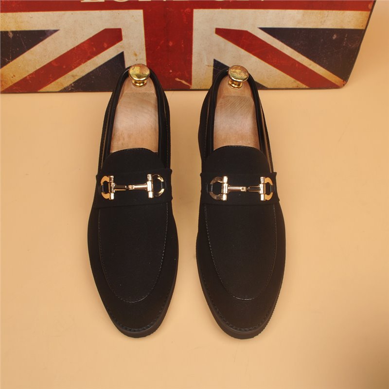 Leather Shoes Men's Casual Suede Shoes Fashion Korean Style Pointed Toe