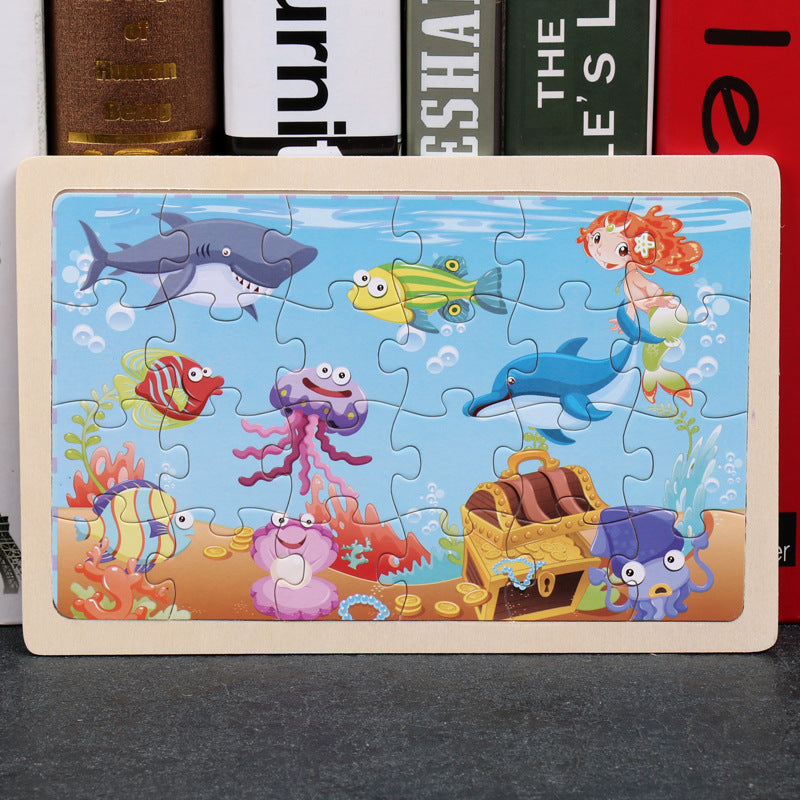 80pc Wooden Animal Puzzle Toy Set