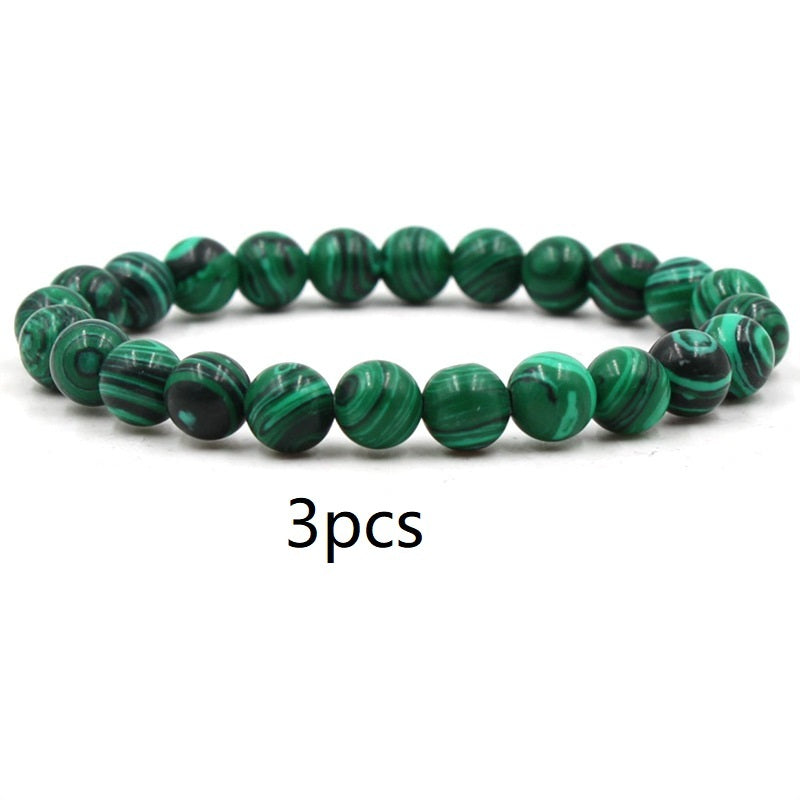Malachite Stretch Bracelet — Black Matte