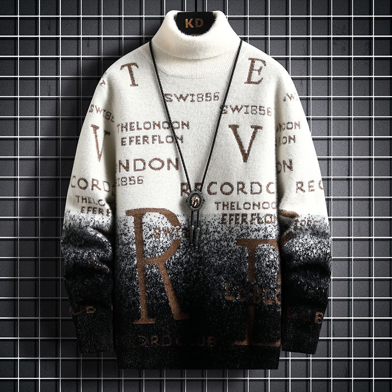 Men's Gradient Fleece Turtleneck Sweater