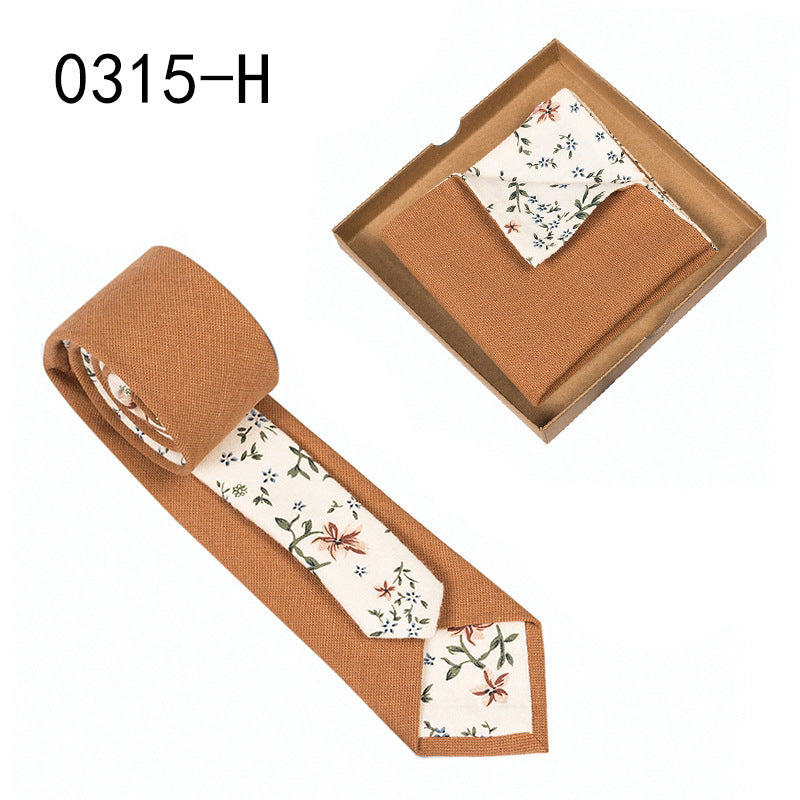 Floral Cotton Necktie & Pocket Square Set