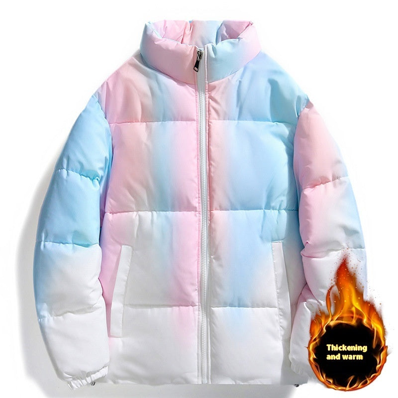 Stand-Collar Gradient Plush Jacket