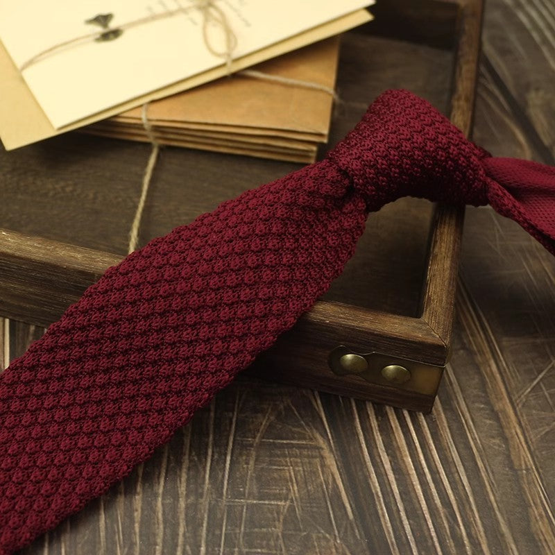 Narrow Woolen College Style Knitted Tie For Men And Women