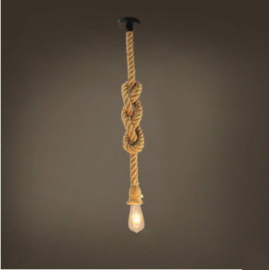 Hemp rope chandelier bar personality creative single head retro restaurant Internet cafe industrial wind loft double head nostalgic lamps