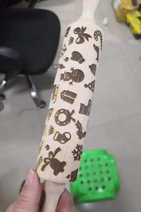 Christmas Embossing Rolling Pin