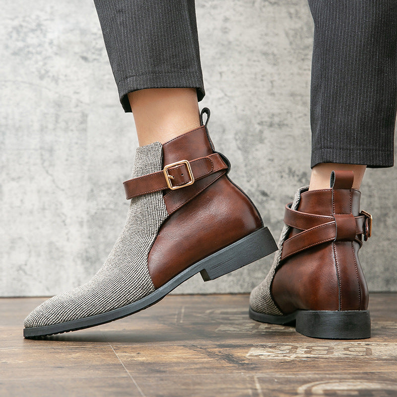 Men's Color-Block Biker Boots