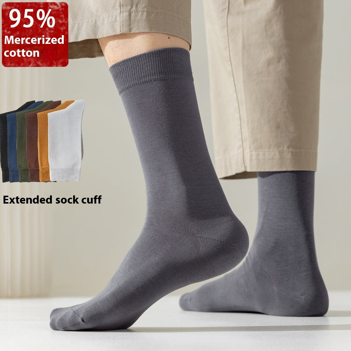 Mid-calf Spring And Autumn Pure Cotton Business Men Socks
