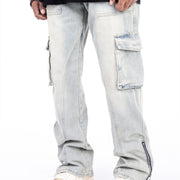 Washed Distressed Stretch Casual Pants