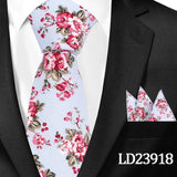 Casual Cotton Floral Print 6cm Casual Tie Pocket Square Suit
