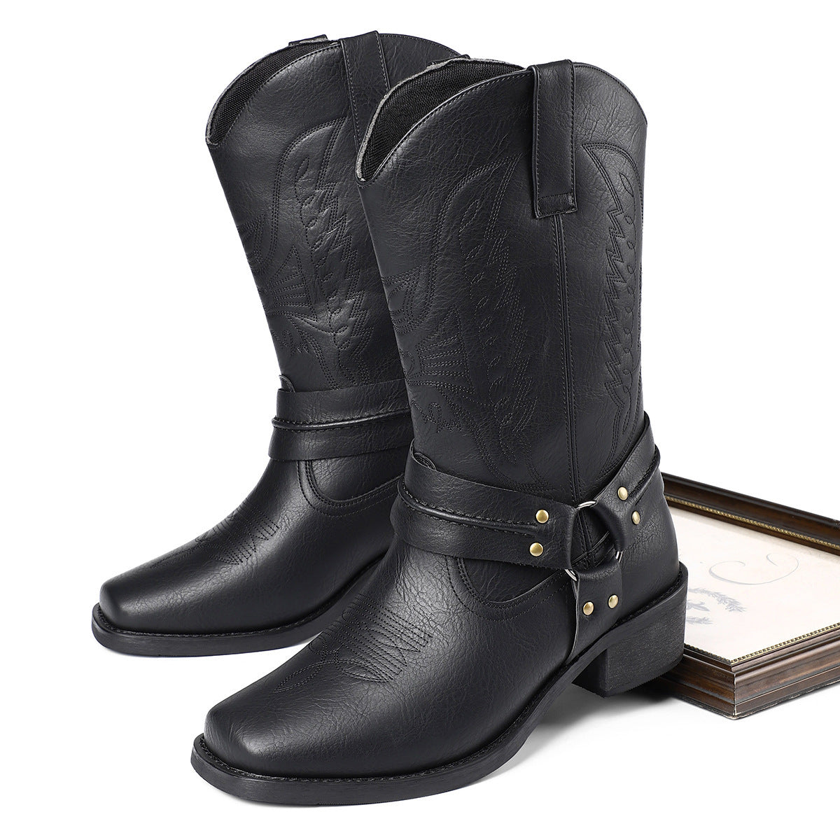 Men's Casual Heeled Leather Boots