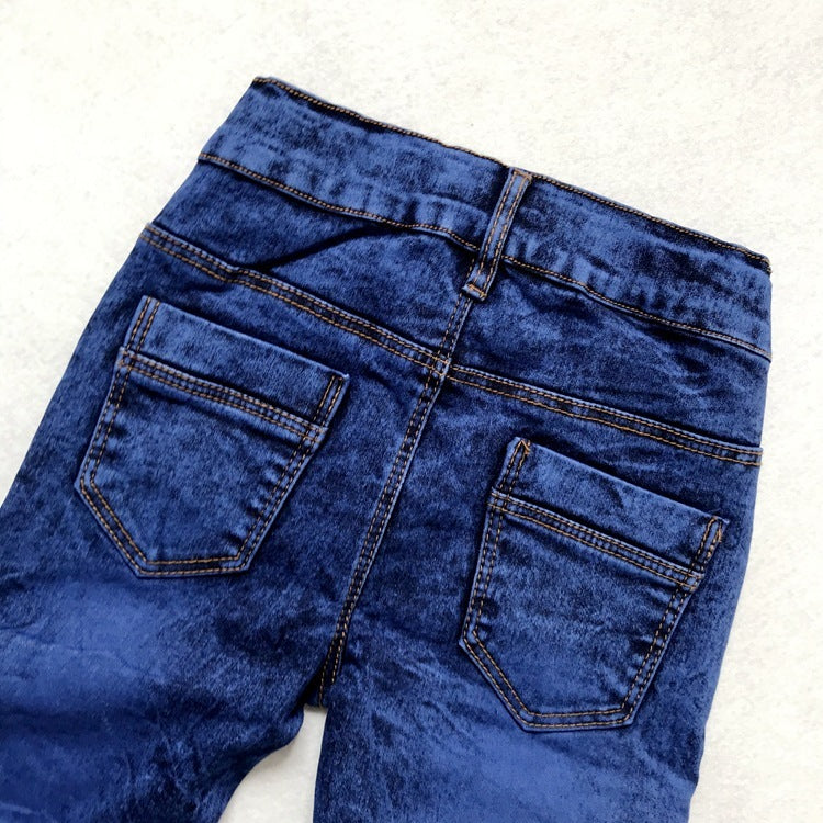 Crinkled Stretch Slim Fit Kids Pants