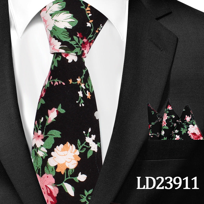Floral Print 6cm Tie & Pocket Square Set