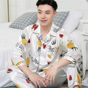 Men's Thin Silk Long-Sleeve Pajama Set