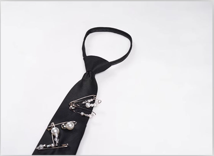 Handmade Pearl Pin Lazy Tie Men's Bow Tie