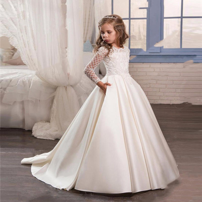 Champagne Long-Sleeve Girl Dress