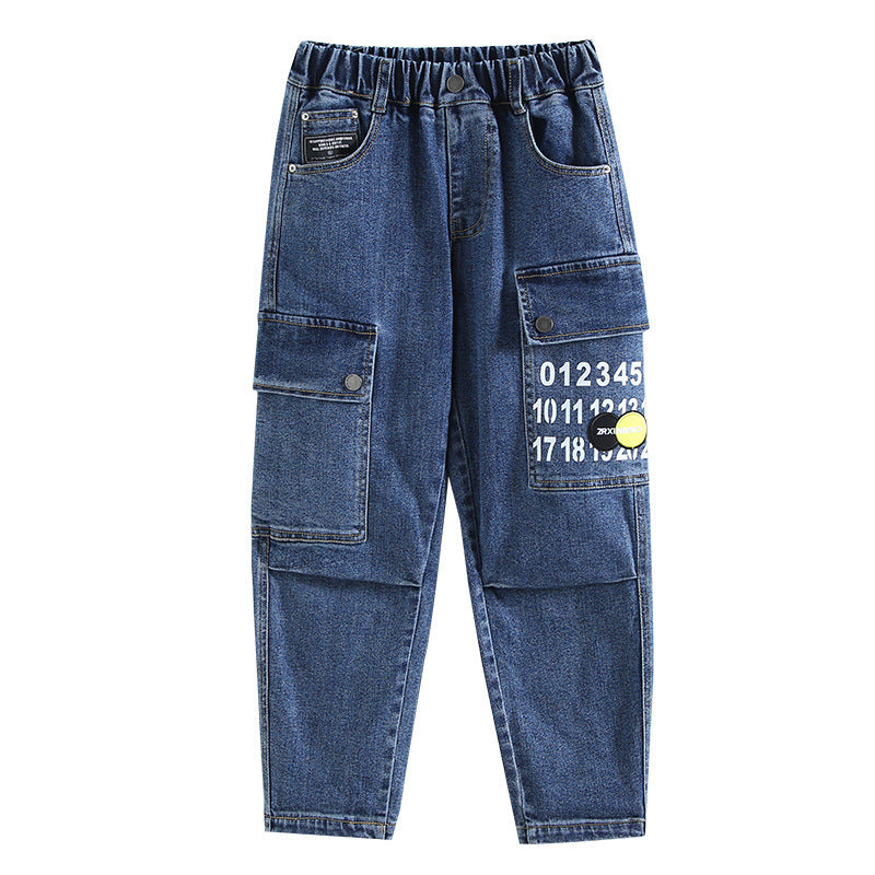 Kids Printed Belted Jeans