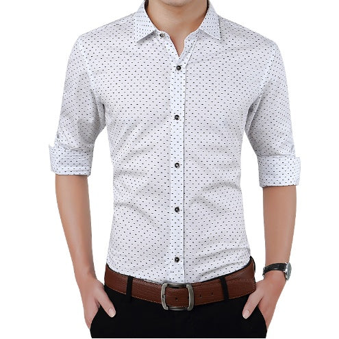 Men's Polka Dot Slim Dress Shirt