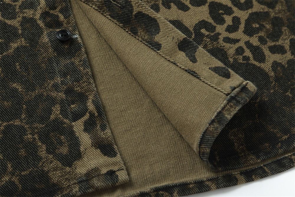 Men's Distressed Polo — Leopard Print
