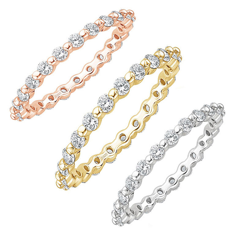 Zirconium Silver Simple Stacked Ring