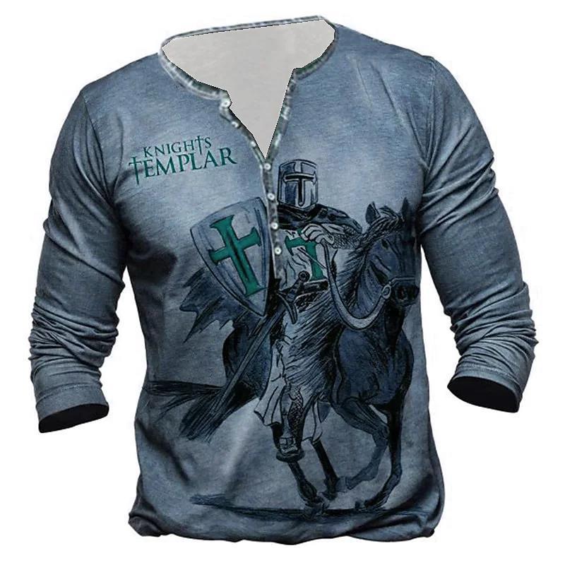 Men's Print Long-Sleeve Henley