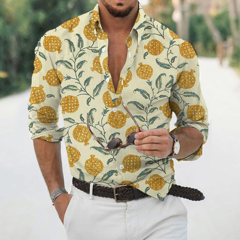 Men's Loose Floral Beach Shirt