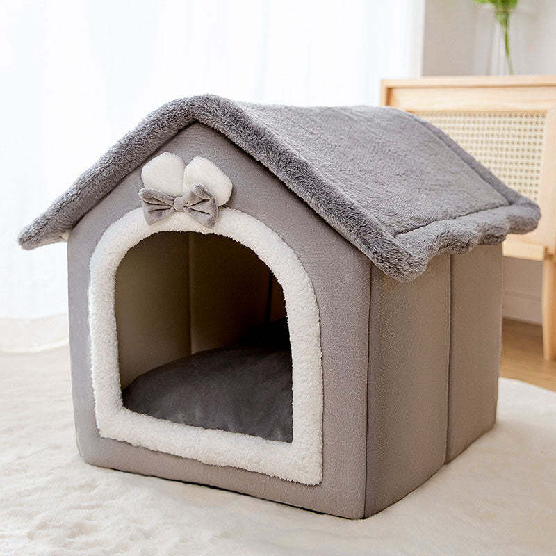 Coral Fleece Pet House Bed