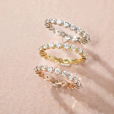 Zirconium Silver Simple Stacked Ring