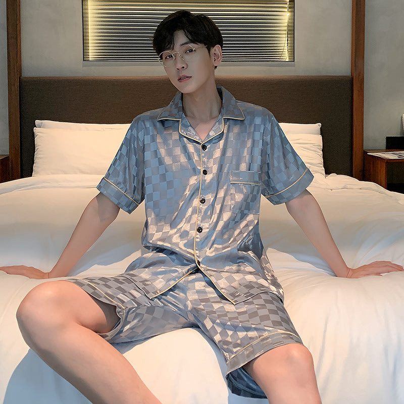 Men's Ice Silk Short-Sleeve Pajama Set