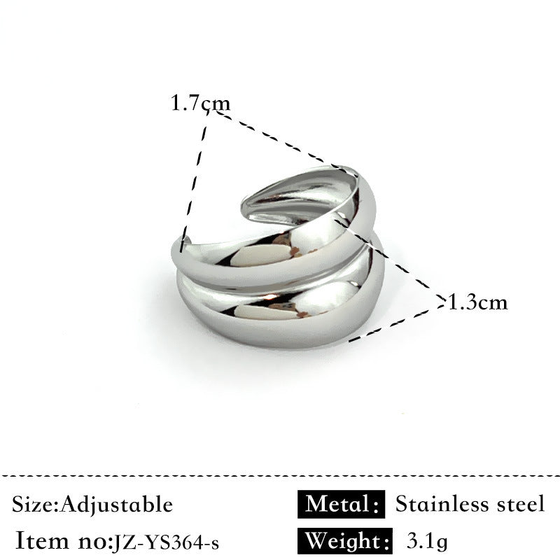 Stainless Steel Contrast Color Plating 18K Stitching Ring
