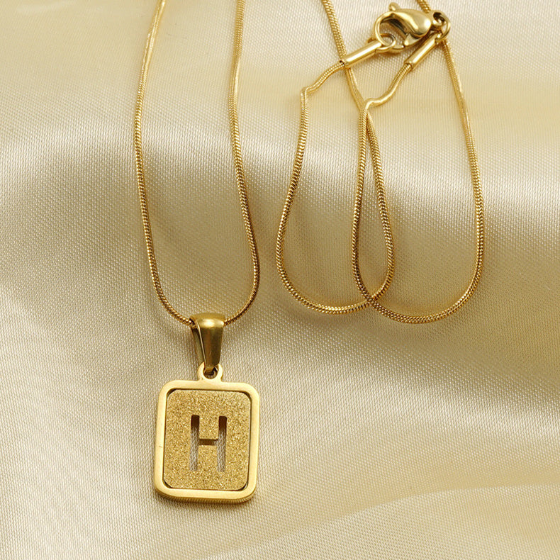 18K Gold Hollow Square Letter Necklace